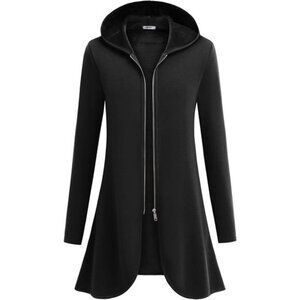 Women Oversized Zip Up Hoodie Fleece Jacket Long Sleeve Tunic Coat with Pocket